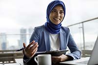 Photo of a professional woman in an office setting